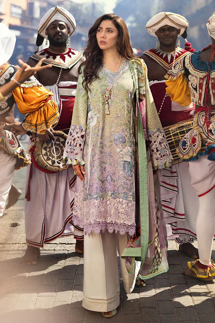 High-quality Pakistani lawn fabric showing the fine weave and airy, soft cotton texture.