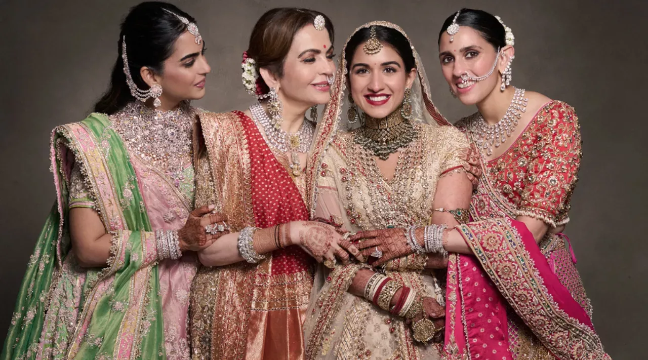 Traditional family jewelry styling in South Asian fashion