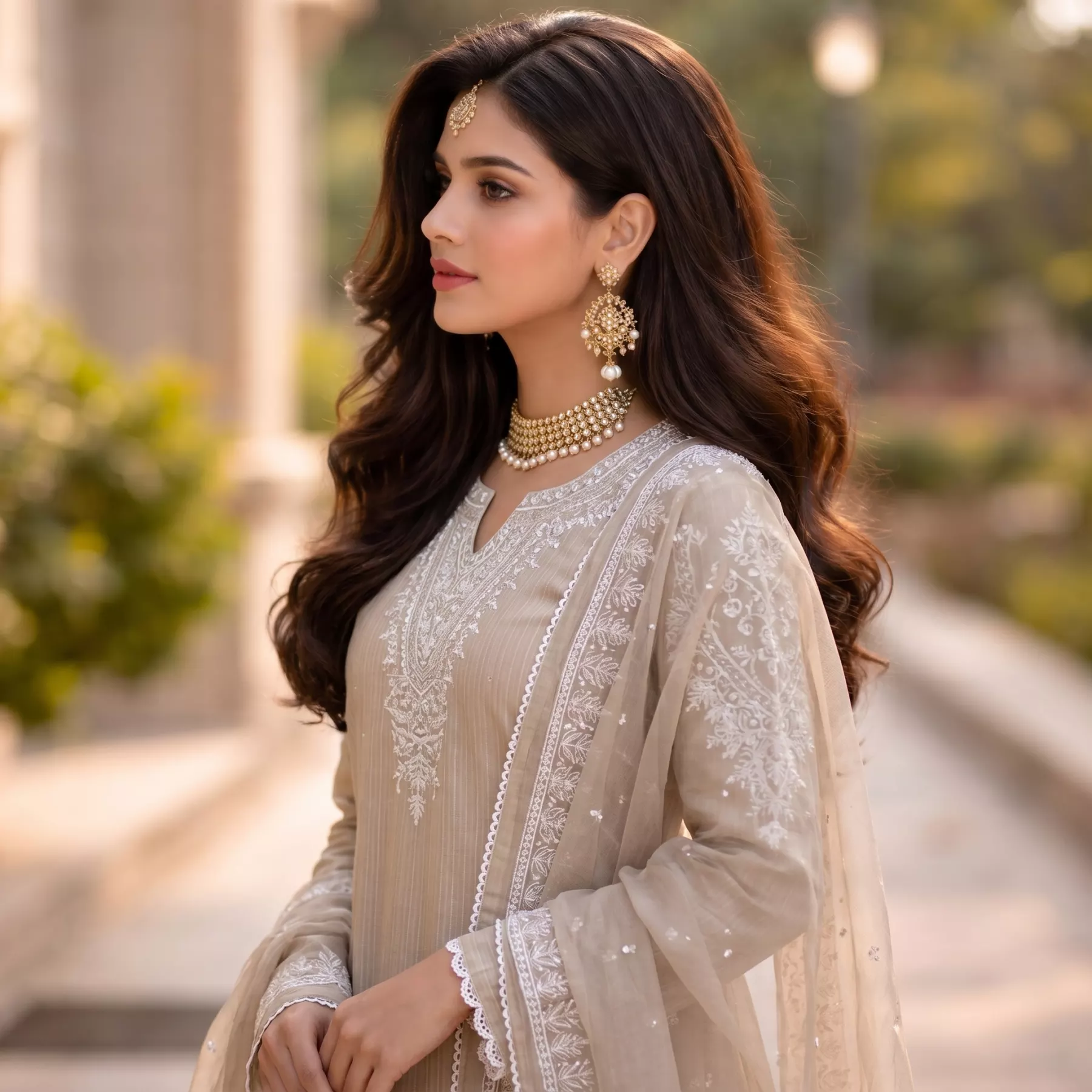 Cambric cotton 3 piece stitched suit