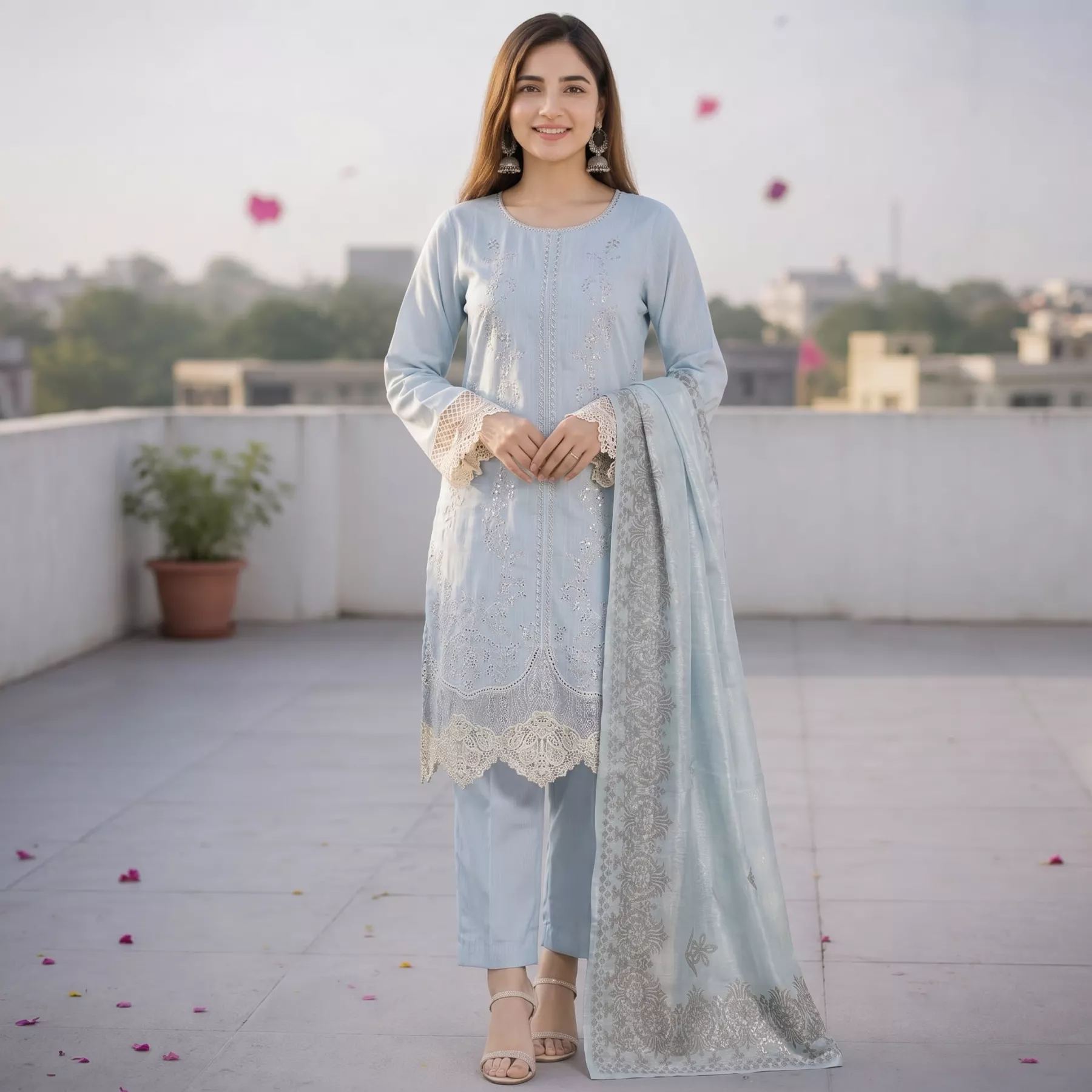 Ice blue Doria Lawn 3 piece