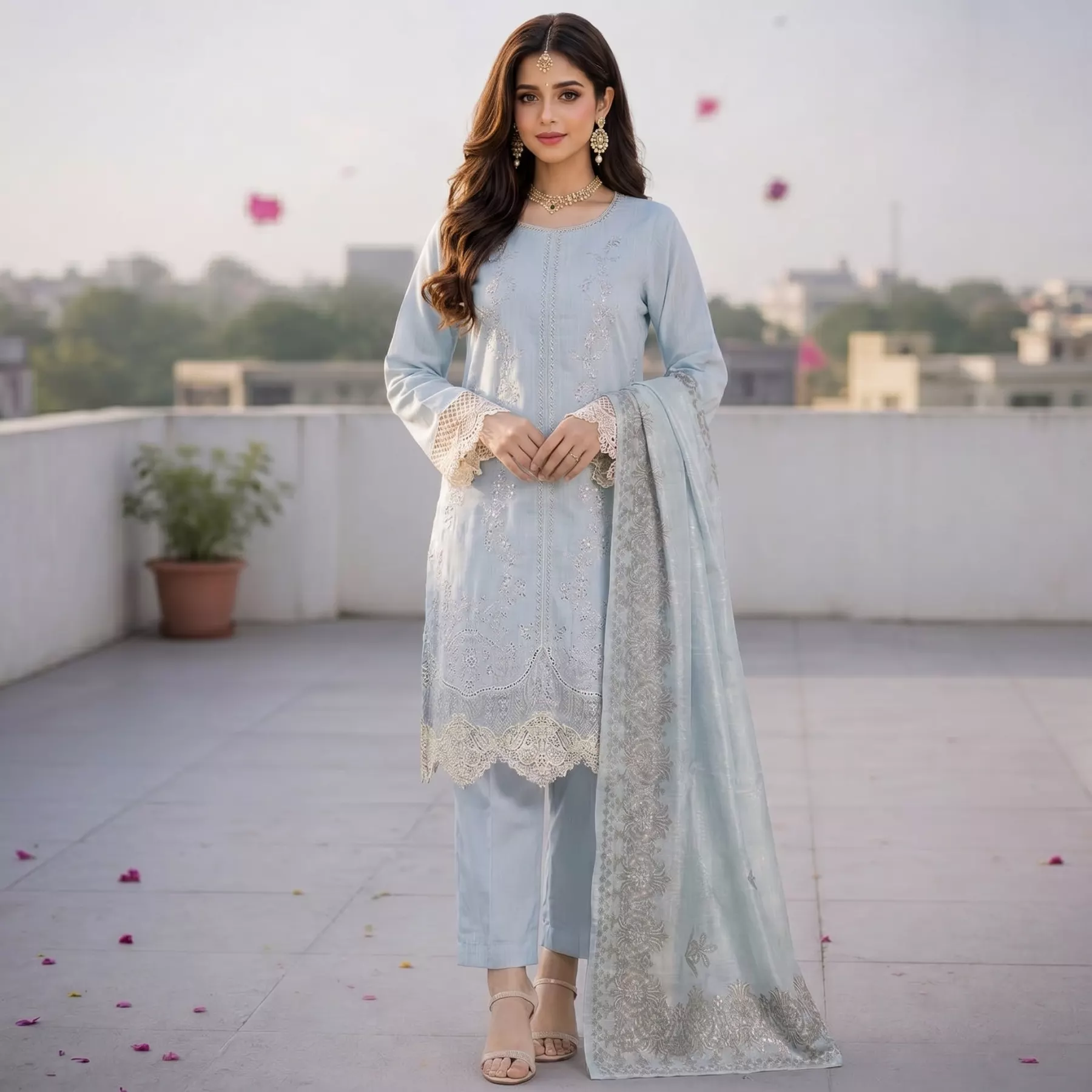 Ice blue Doria Lawn 3 piece