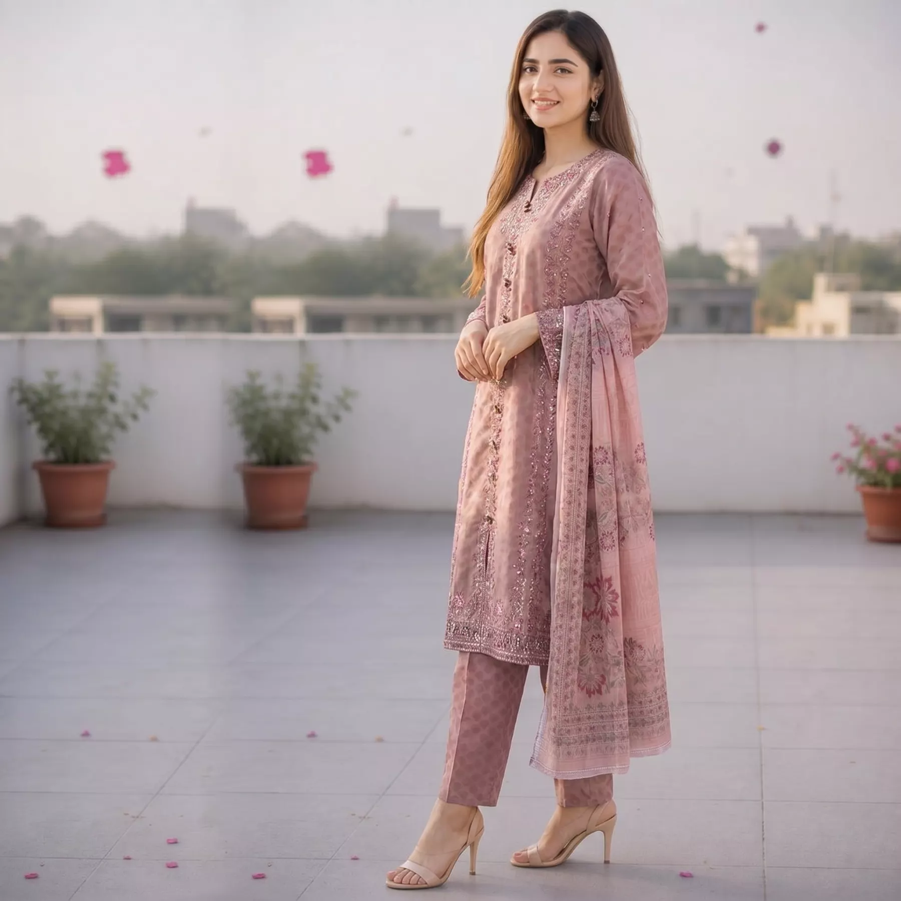 Pink Doria Lawn 3 piece
