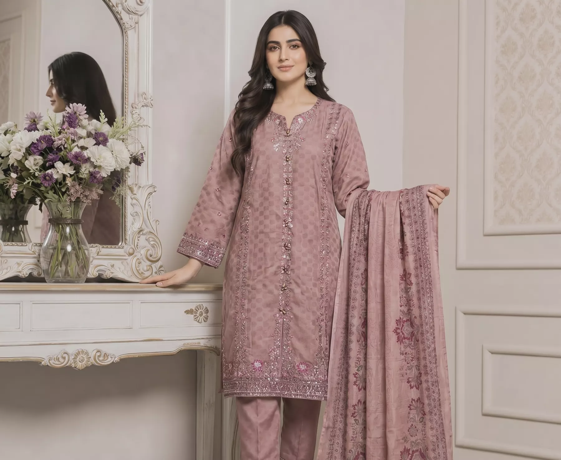 Pink Doria Lawn 3 piece