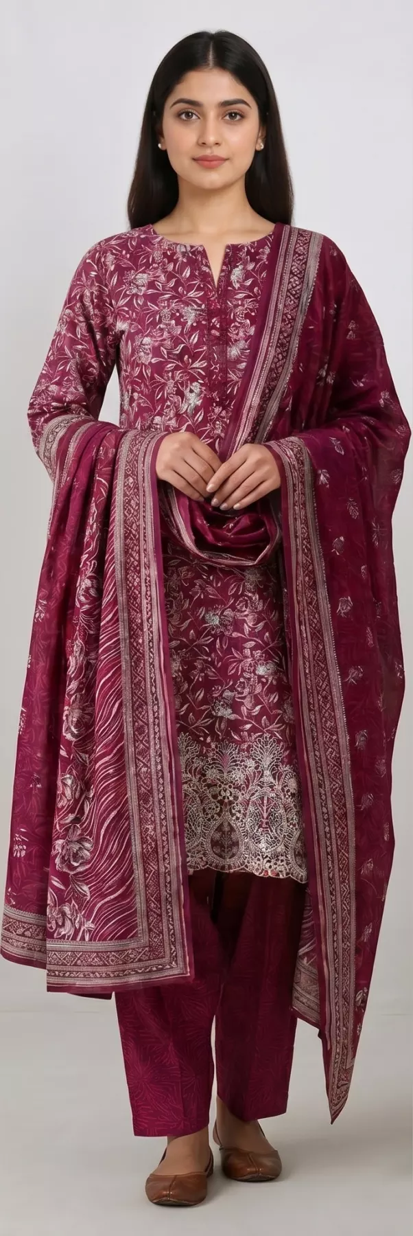 Patchwork 3 piece printed stitched suit