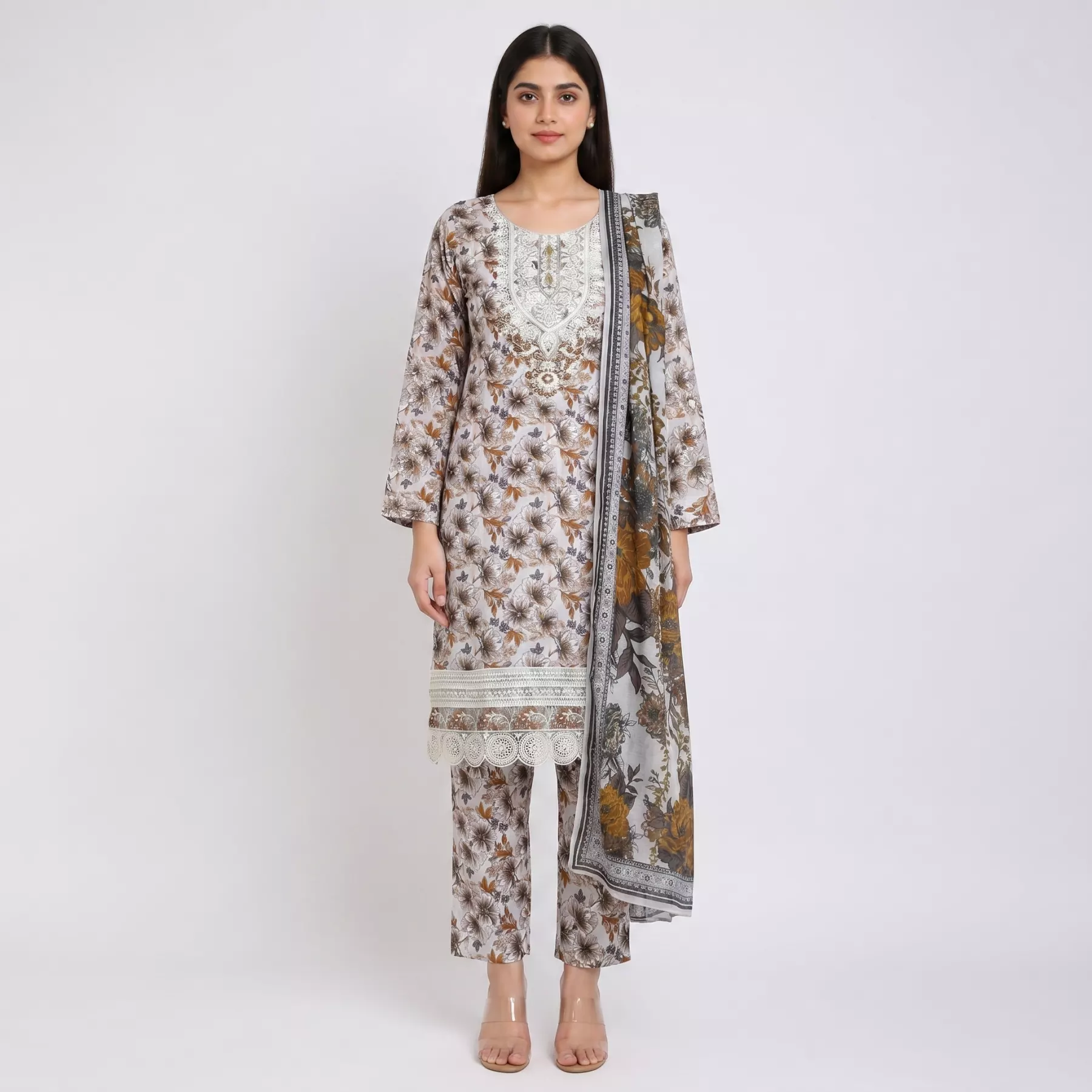 Cambric Cotton 3 piece stitched suit