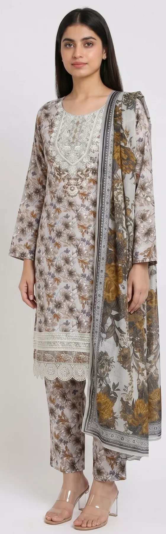 Cambric Cotton 3 piece stitched suit