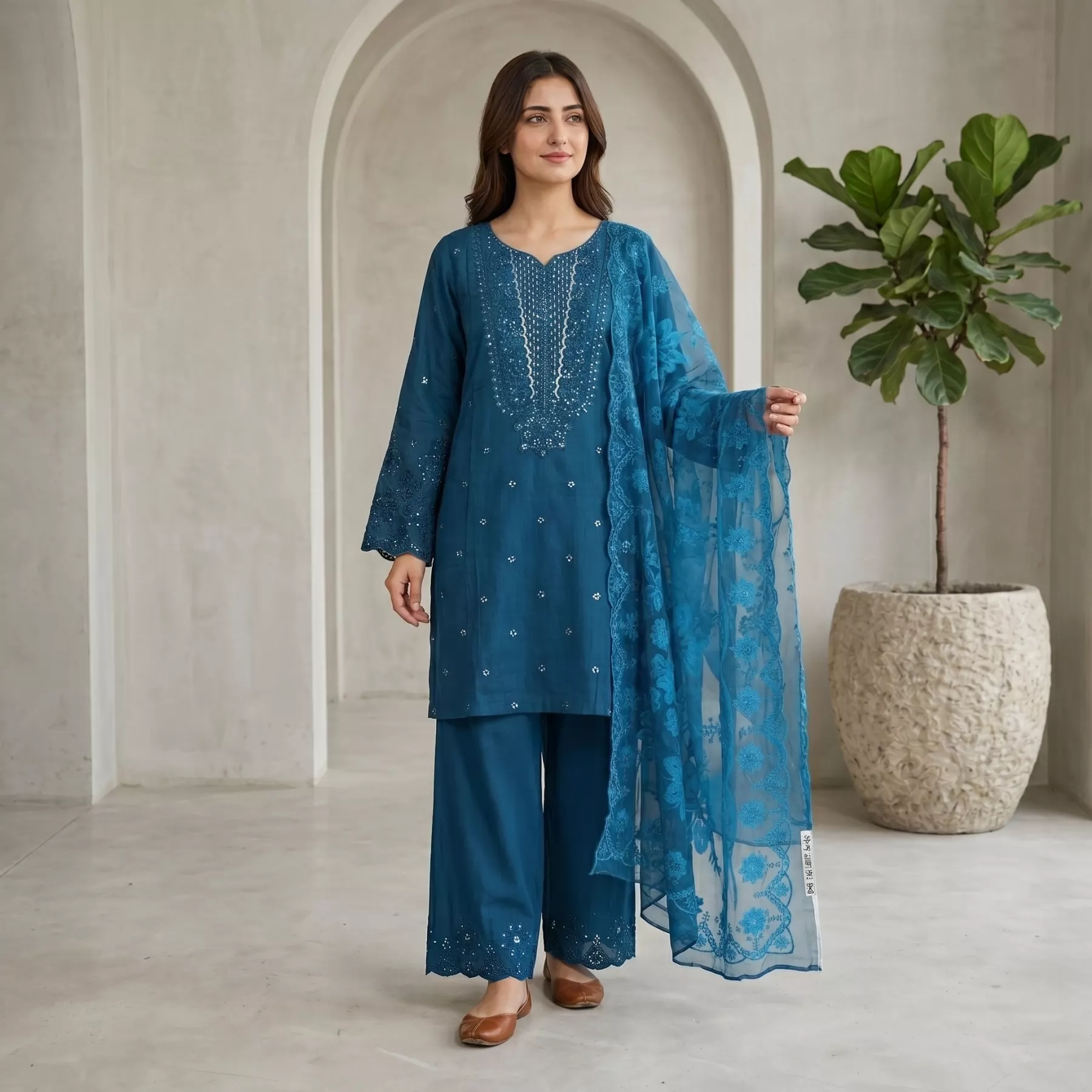 Zinc 3 piece Cambric Cotton Suit