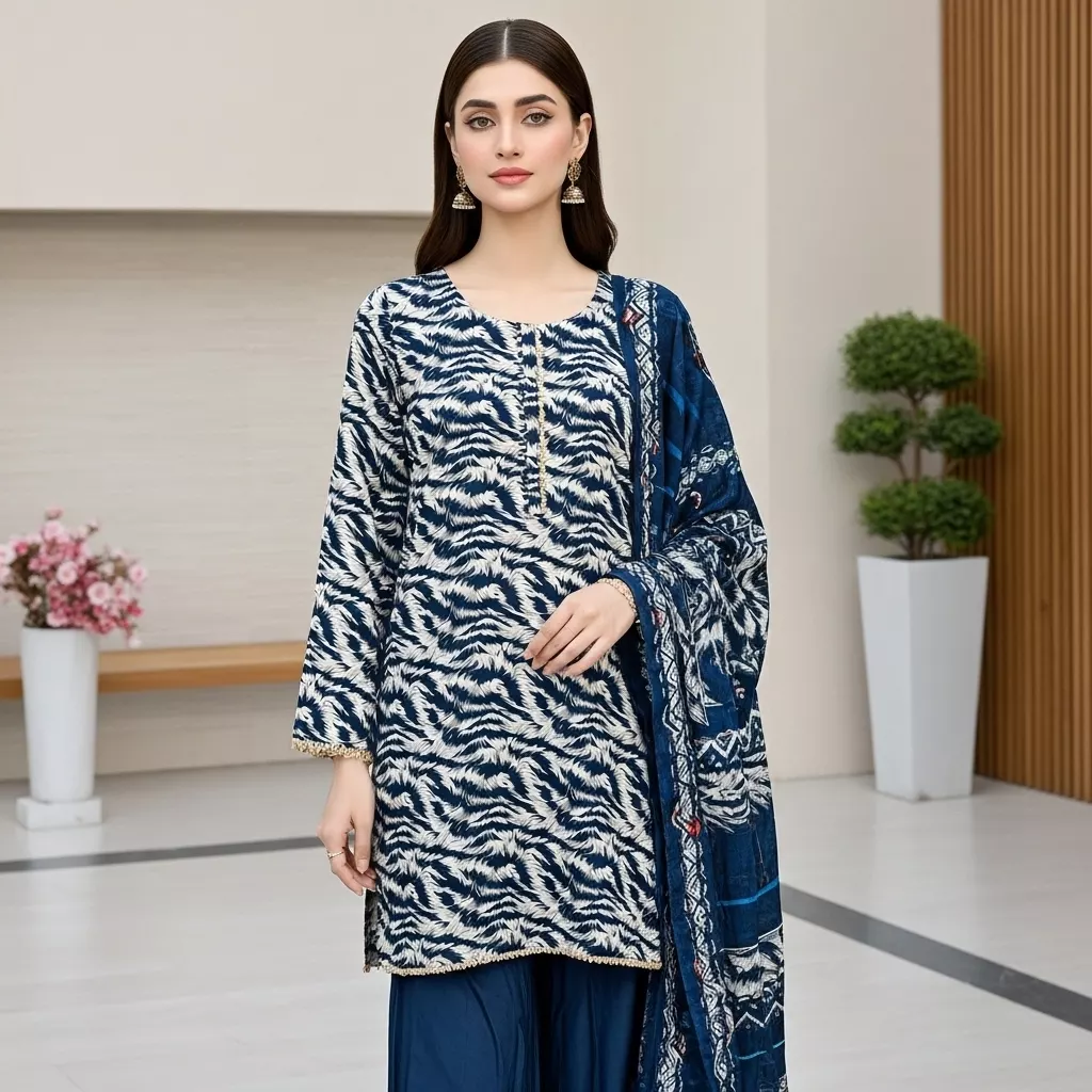 Printed Lawn 3 piece Stitched Suit