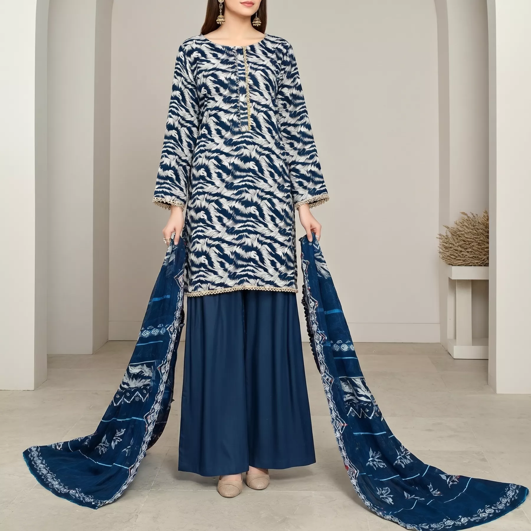 Printed Lawn 3 piece Stitched Suit