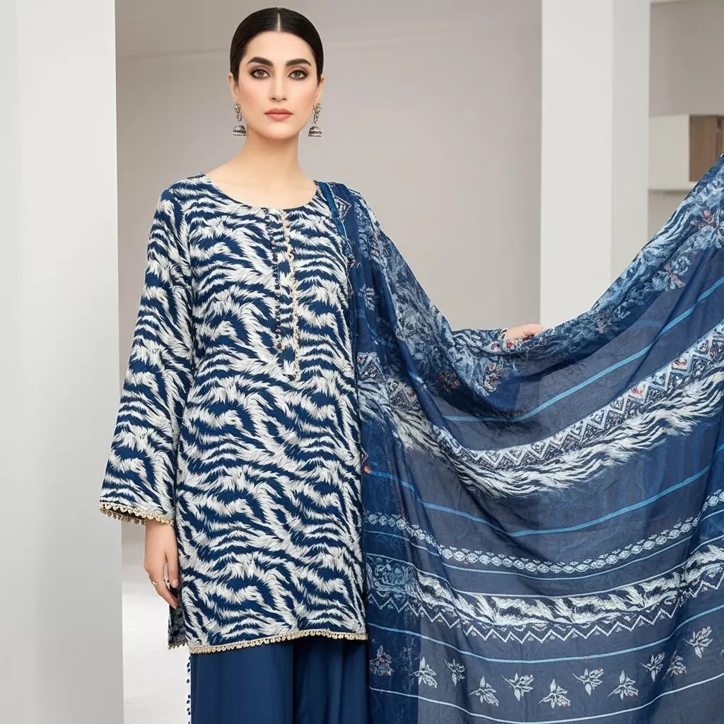 Printed Lawn 3 piece Stitched Suit