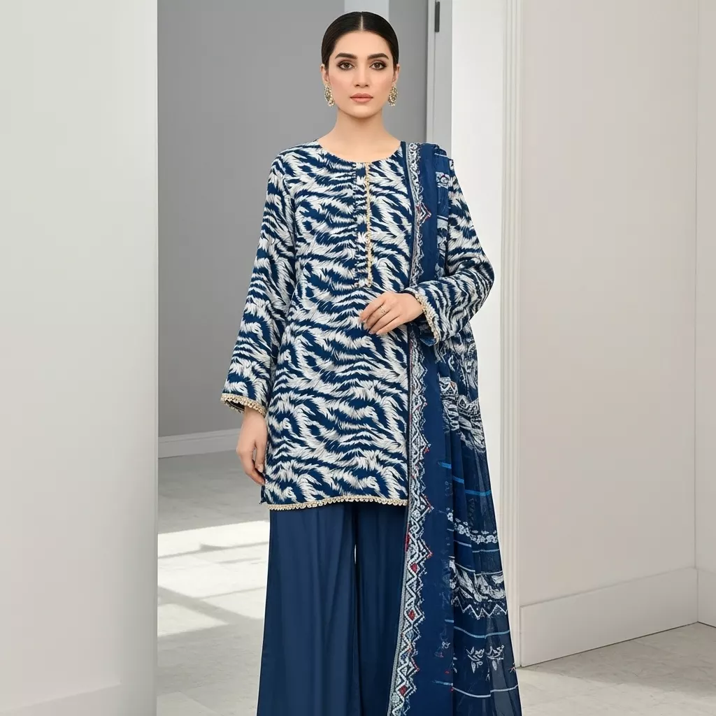 Printed Lawn 3 piece Stitched Suit