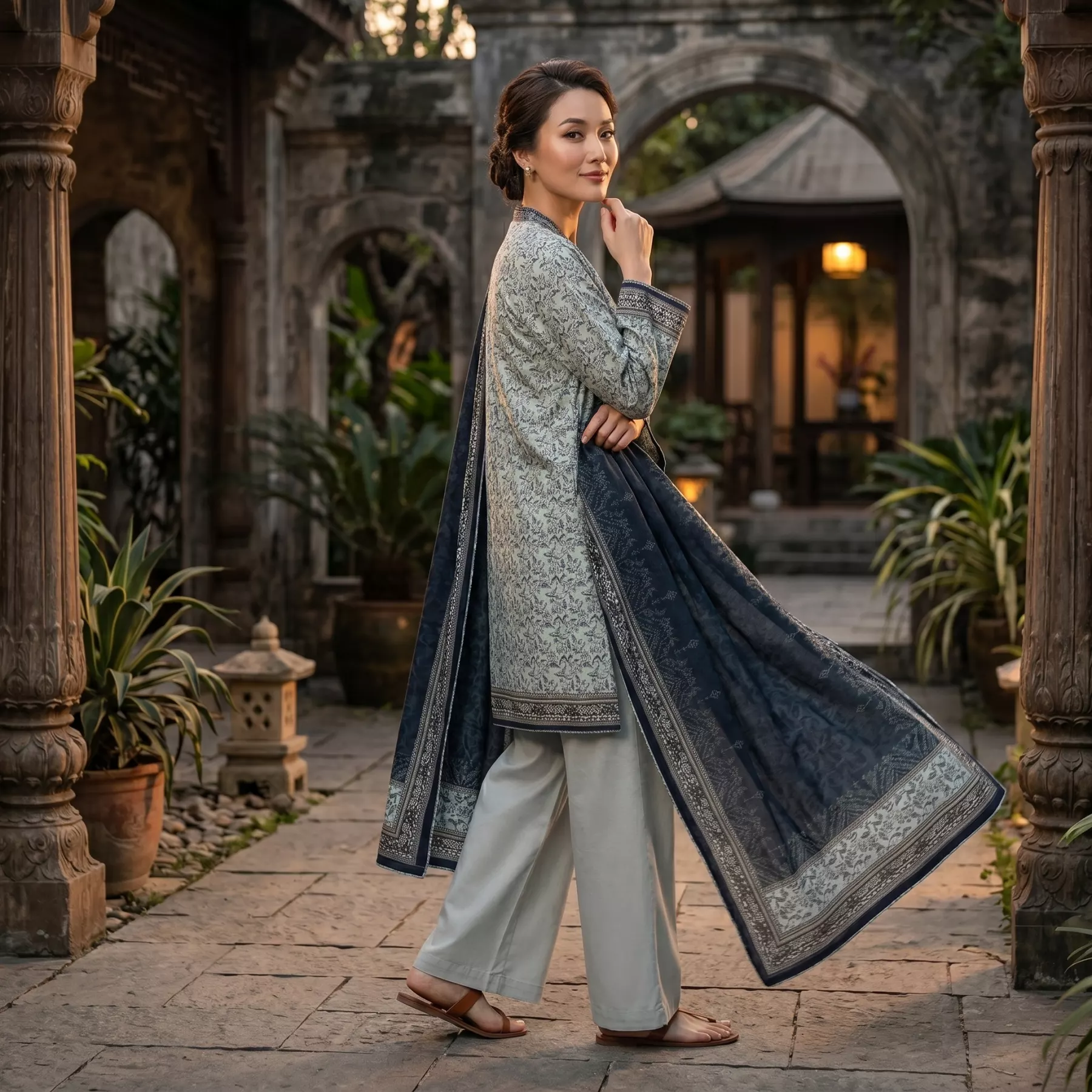 Blue Floral Off White Lawn Stitched Suit