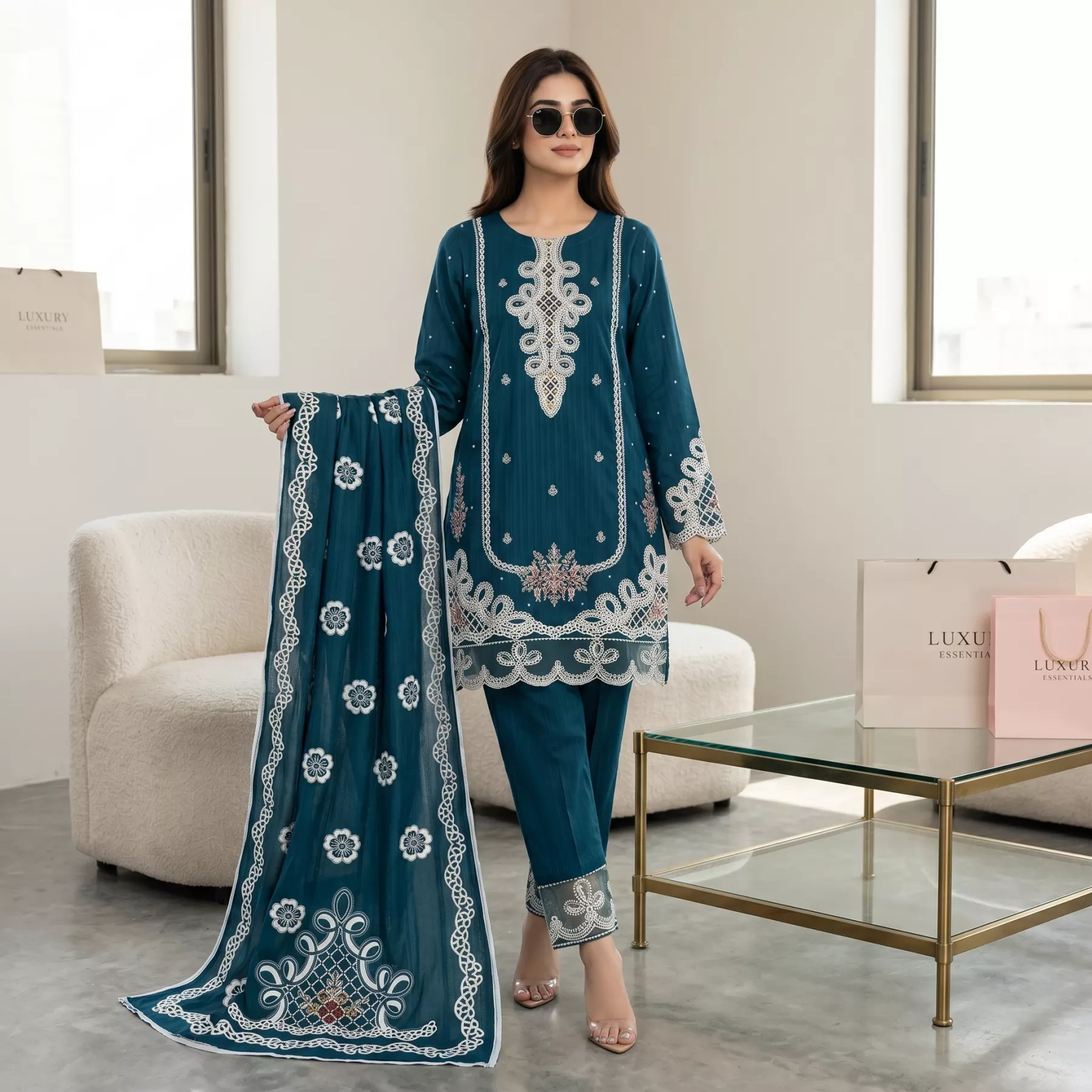 Zinc 3 piece Embroidered Stitched Suit