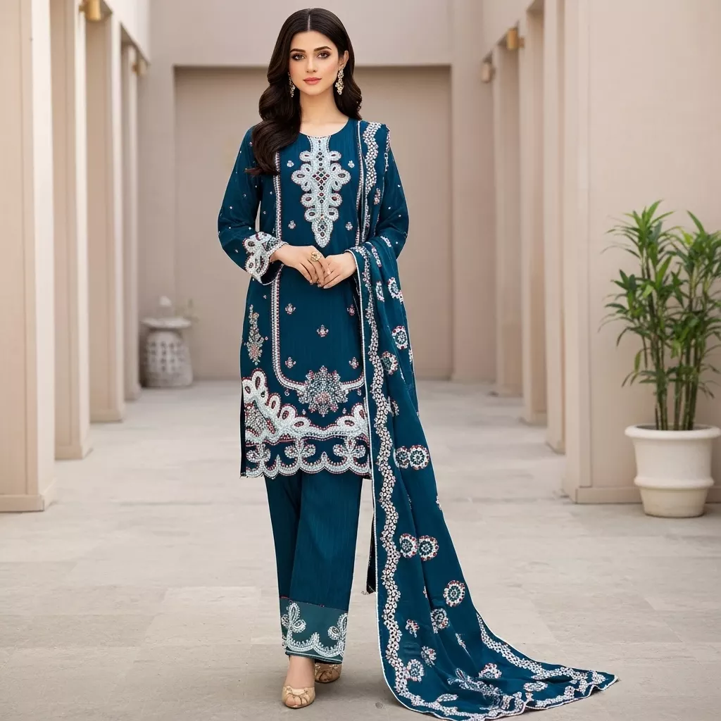 Zinc 3 piece Embroidered Stitched Suit