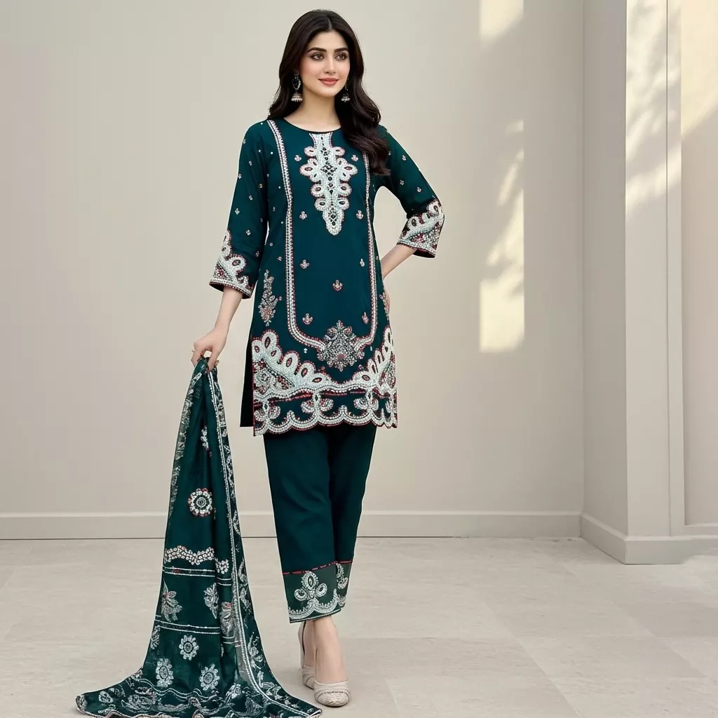 Zinc 3 piece Embroidered Stitched Suit