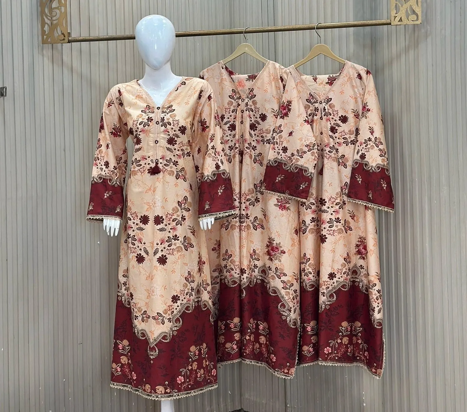 Alif Print Kaftan 3-Piece Set - Premium Winter Cotton