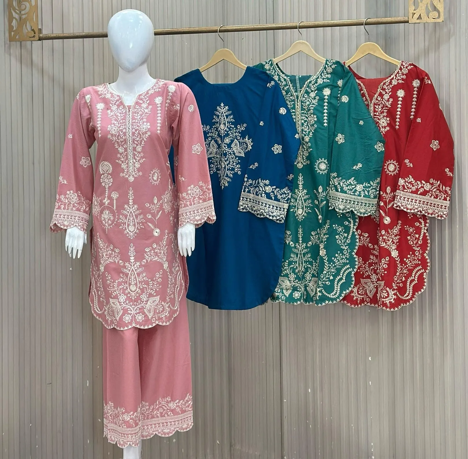 Beautiful Embroidery 3 Piece Suit Made With Premium Cotton