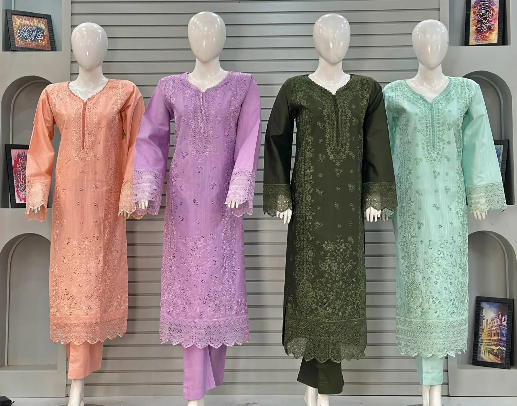 3-Piece Schiffli & Chikankari Heavy Embroidered Premium Khaddar Collection by Alif
