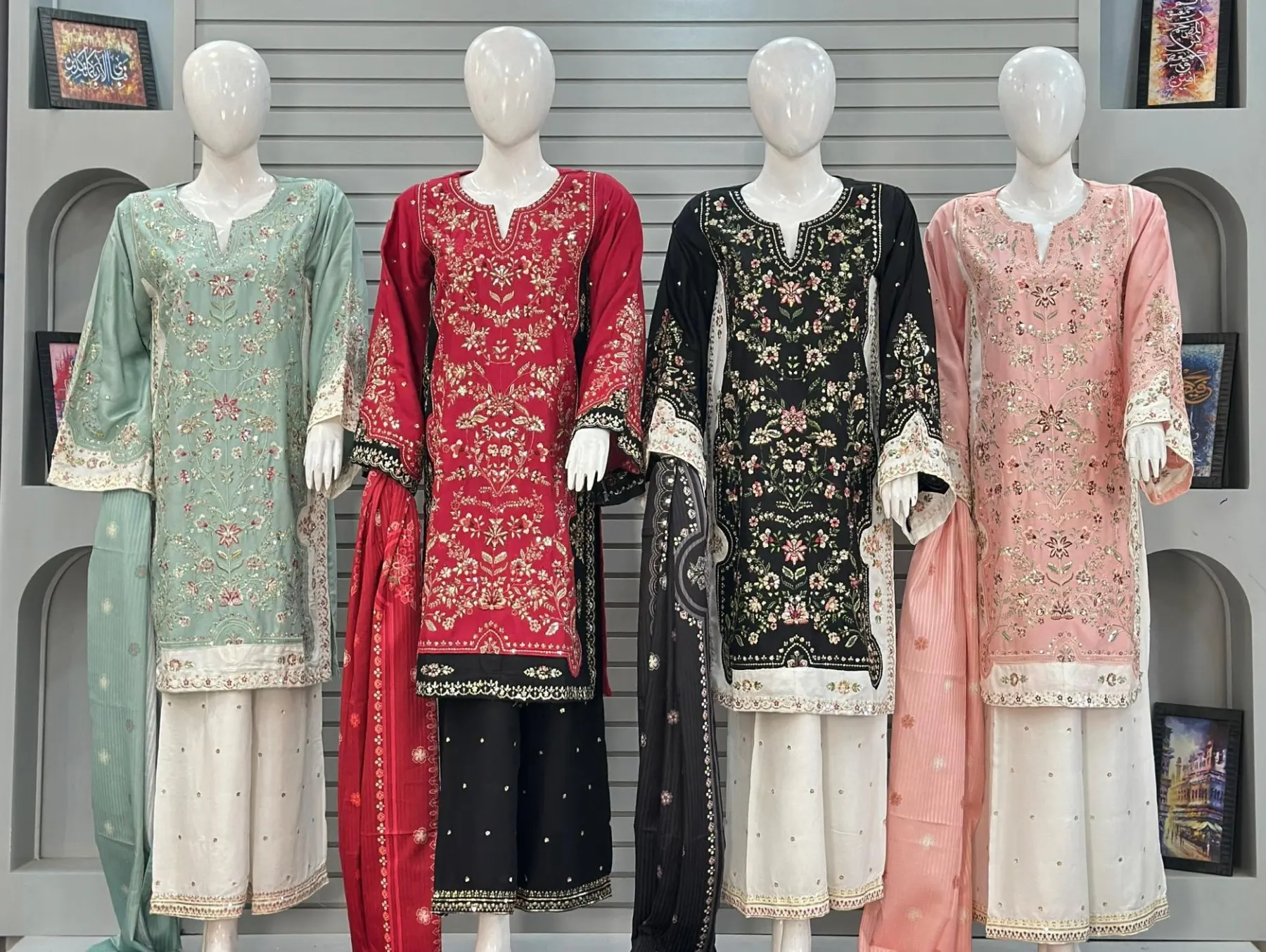 Premium Coterie Floral & Sequin Embroidered 3-Piece Designer Collection by Alif