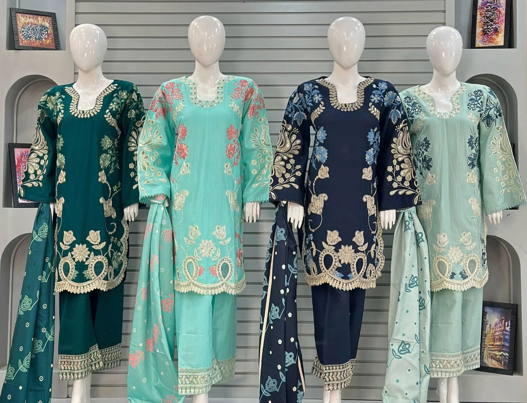 Alif Cutwork Daman Heavy Floral Embroidered Khaddar 3-Piece Stitched Suit