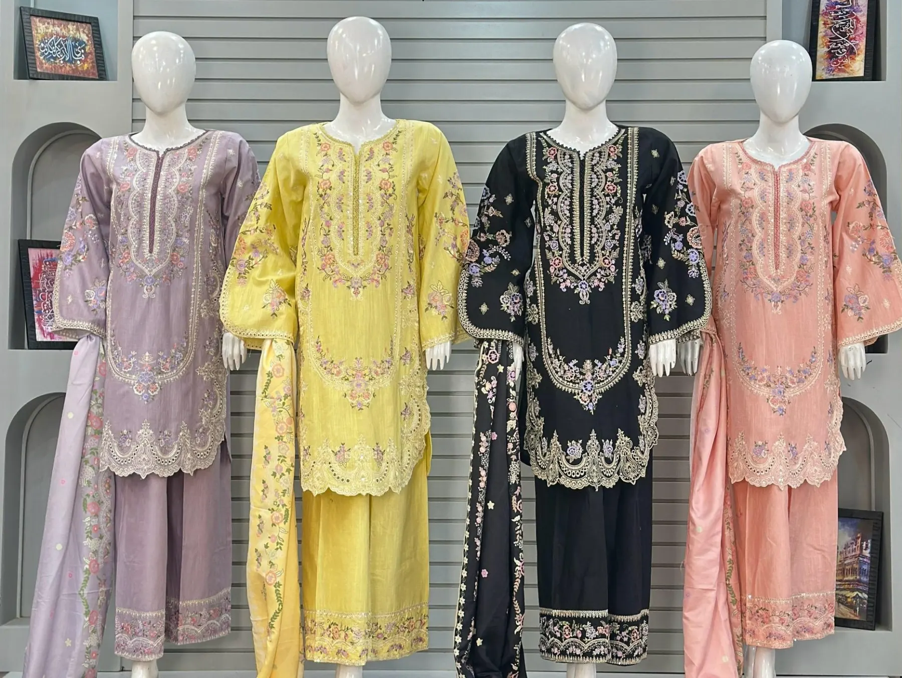 Premium Pastel Embroidered Neckline & Scalloped Hem 3-Piece Set by Alif